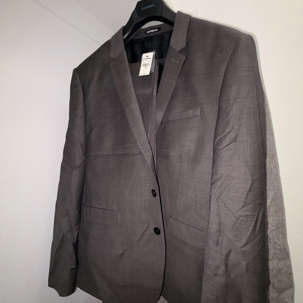 Express Men's Gray Two-Button Suit Set